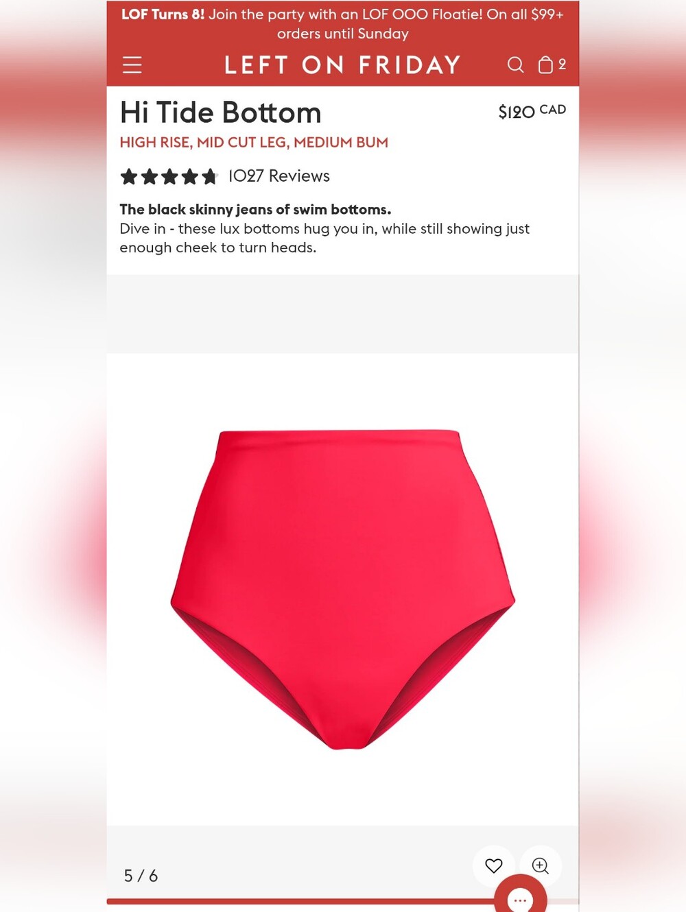 Left On Friday Hi Tide Bikini Bottom Size M